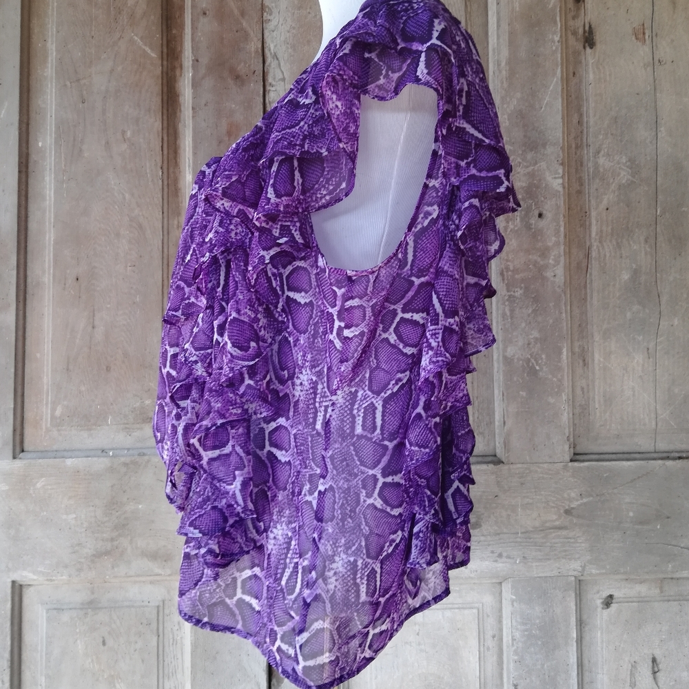 Purple Python Ruffle Top - image 5